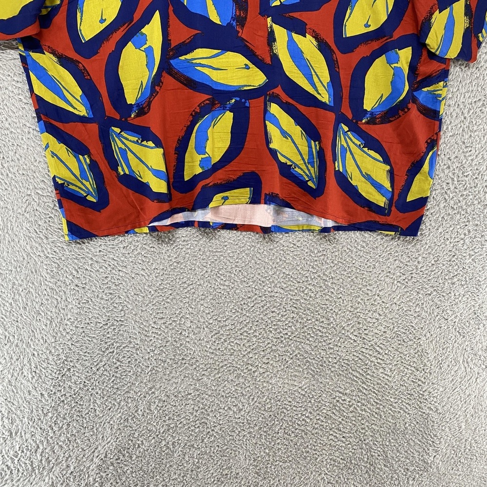 Coreylynncalter Blouse Womens 3X Multicolor Leaf Print Dolman Sleeve Top Boxy - Picture 10 of 13